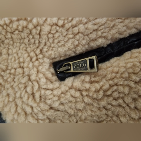 $398 NWT POLO RALPH LAUREN Women's XXL Moto Sherpa Fleece Jacket Leather Trim - Picture 8 of 13